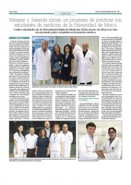 Miramar y Juaneda inician un programa de prácticas con estudiantes de medicina de la Universidad de Moscú Juaneda