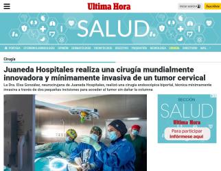 Juaneda Juaneda Hospitales realiza una cirugía mundialmente innovadora y mínimamente invasiva de un tumor cervical