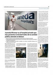 Juaneda Miramar es el hospital privado que más pacientes Covid derivados de la sanidad pública atiende