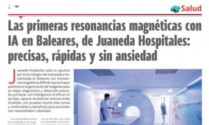 Juaneda Las primeras resonancias magnéticas con IA en Baleares, de Juaneda Hospitales: precisas, rápidas y sin ansiedad