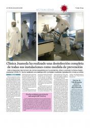 Clínica Juaneda ha realizado una desinfección completa de todas sus instalaciones como medida de prevención