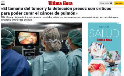 Juaneda «El tamaño del tumor y la detección precoz son críticos para poder curar el cáncer de pulmón»