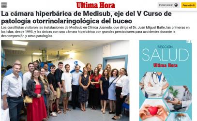 Juaneda La cámara hiperbárica de Medisub, eje del V Curso de patología otorrinolaringológica del buceo