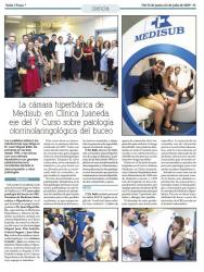 Juaneda La cámara hiperbárica de Medisub, en Clínica Juaneda, eje del V Curso sobre patología otorrinolaringológica del buceo