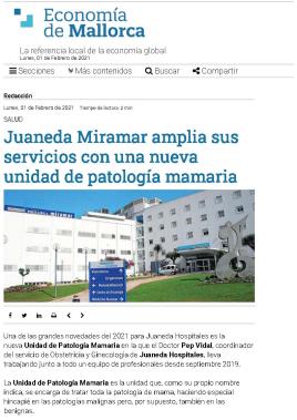 Juaneda Miramar amplia sus servicios con una nueva unidad de patología mamaria Juaneda