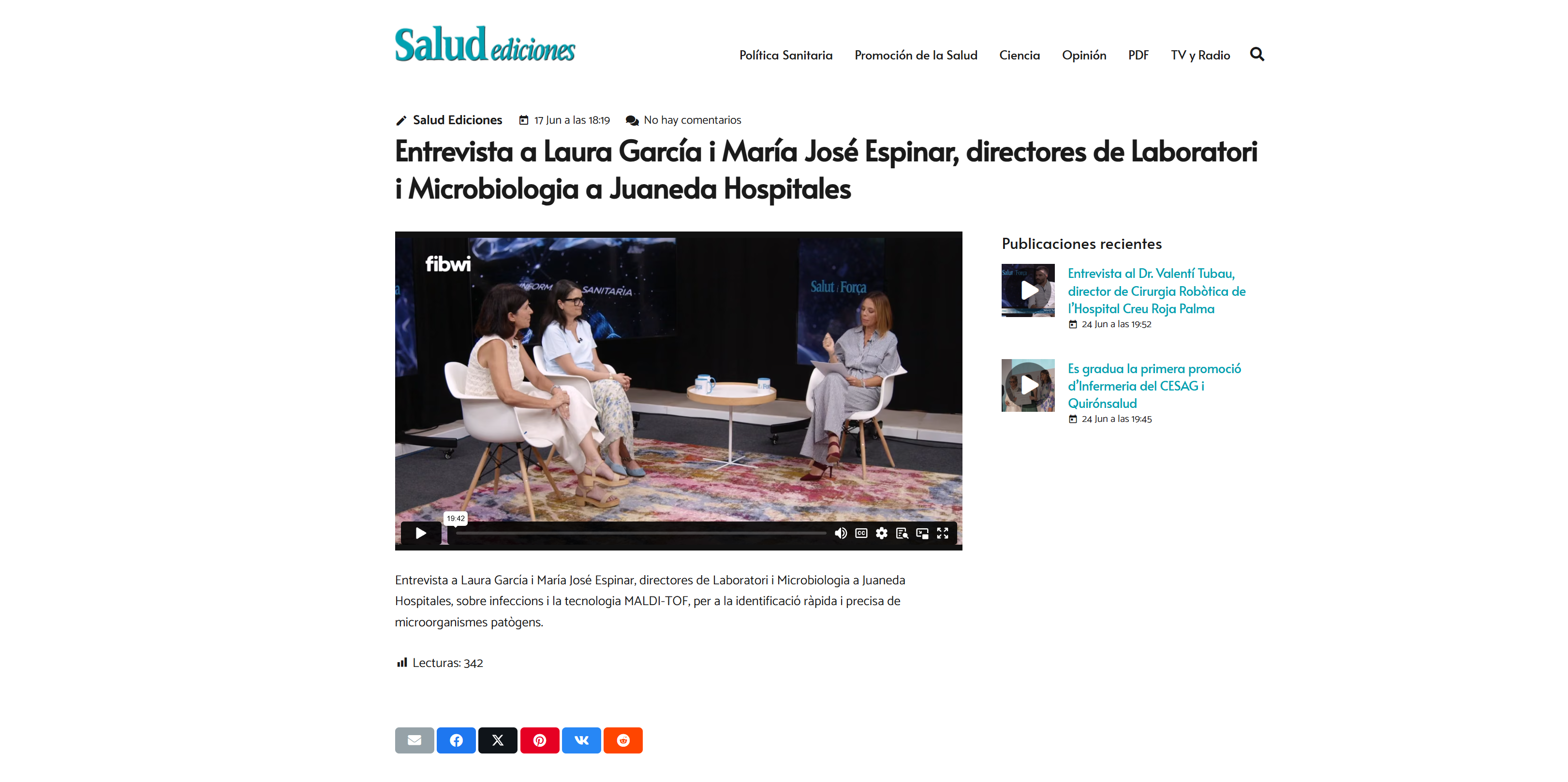 Juaneda Entrevista a Laura García i María José Espinar, directores de Laboratori i Microbiologia a Juaneda Hospitales