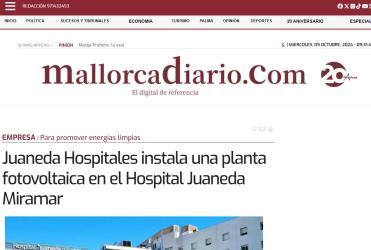 Juaneda Juaneda Hospitales instala una planta fotovoltaica en el Hospital Juaneda Miramar