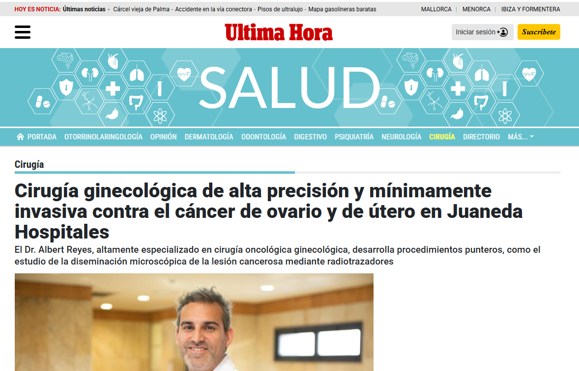 Juaneda Cirugía Cirugía ginecológica de alta precisión y mínimamente invasiva contra el cáncer de ovario y de útero en Juaneda Hospitales