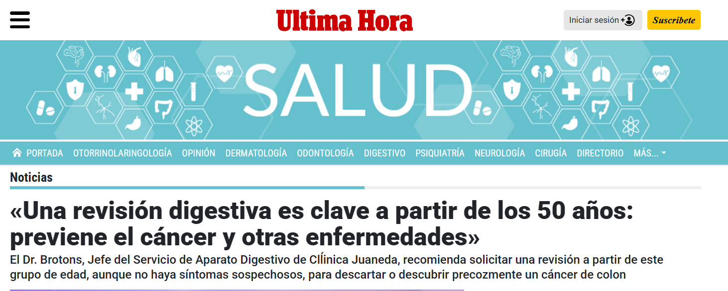 Juaneda Una revisión digestiva es clave a partir de los 50 años: previene el cáncer y otras enfermedades