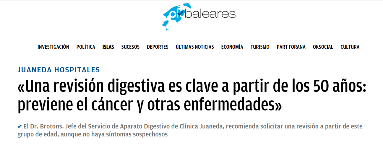 Juaneda Una revisión digestiva es clave a partir de los 50 años: previene el cáncer y otras enfermedades