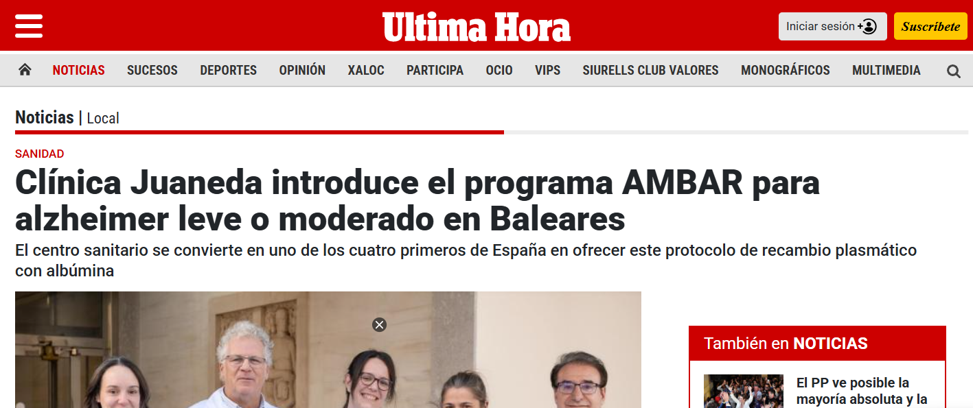 Juaneda Clínica Juaneda introduce el programa AMBAR para alzheimer leve o moderado en Baleares