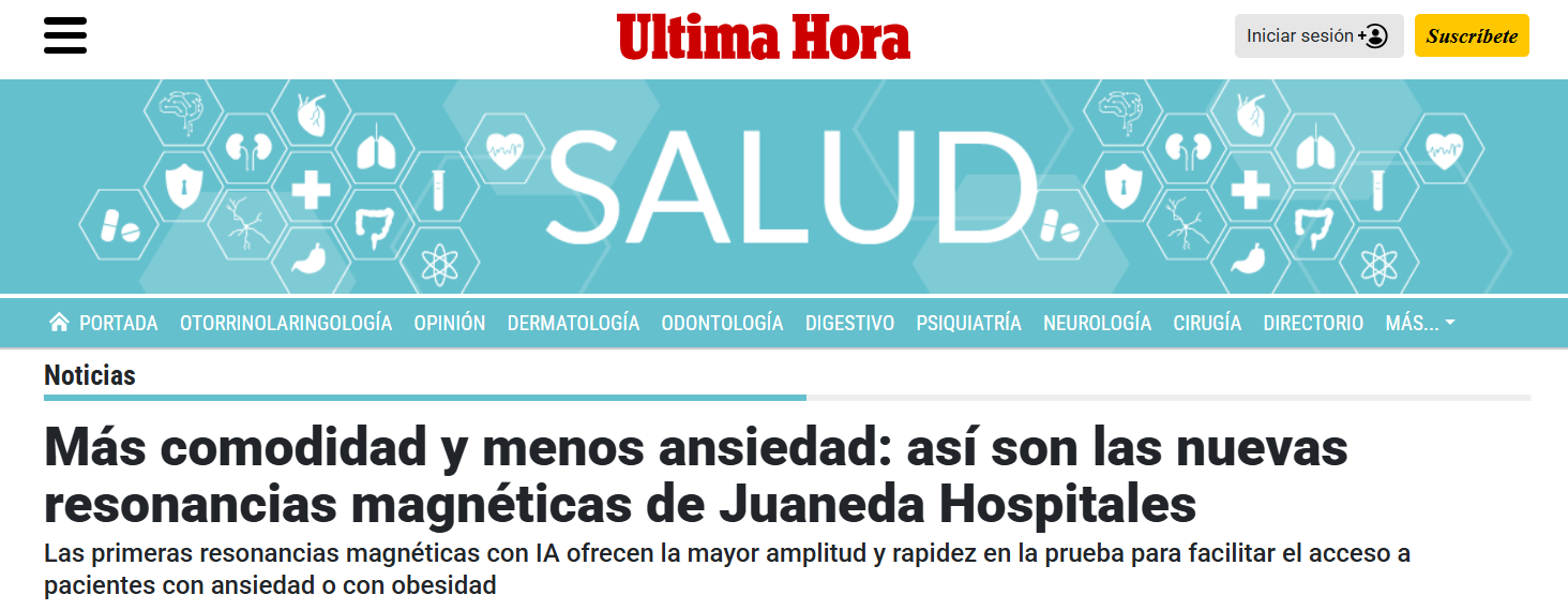 Juaneda Más comodidad y menos ansiedad: así son las nuevas resonancias magnéticas de Juaneda Hospitales