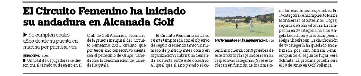 Juaneda El Circuito Femenino Golf Juaneda Hospitales ha iniciado su andadura en Alcanada Golf