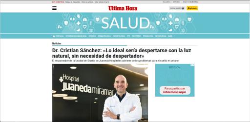 Juaneda Dr. Cristian Sánchez: «Lo ideal sería despertarse con la luz natural, sin necesidad de despertador»