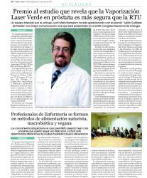 Juaneda Premio al estudio que revela que la Vaporización Láser Verde en próstata es más segura que la RTU 